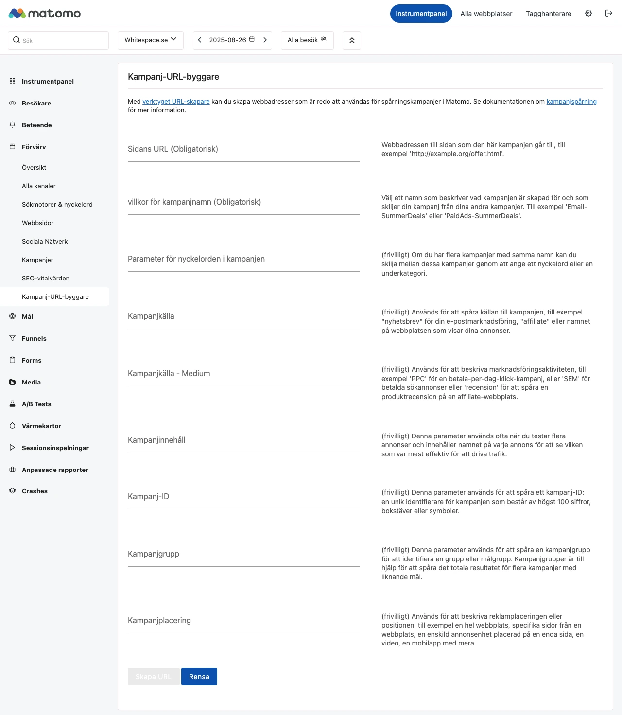 Kampanj-URL-byggare i Matomo