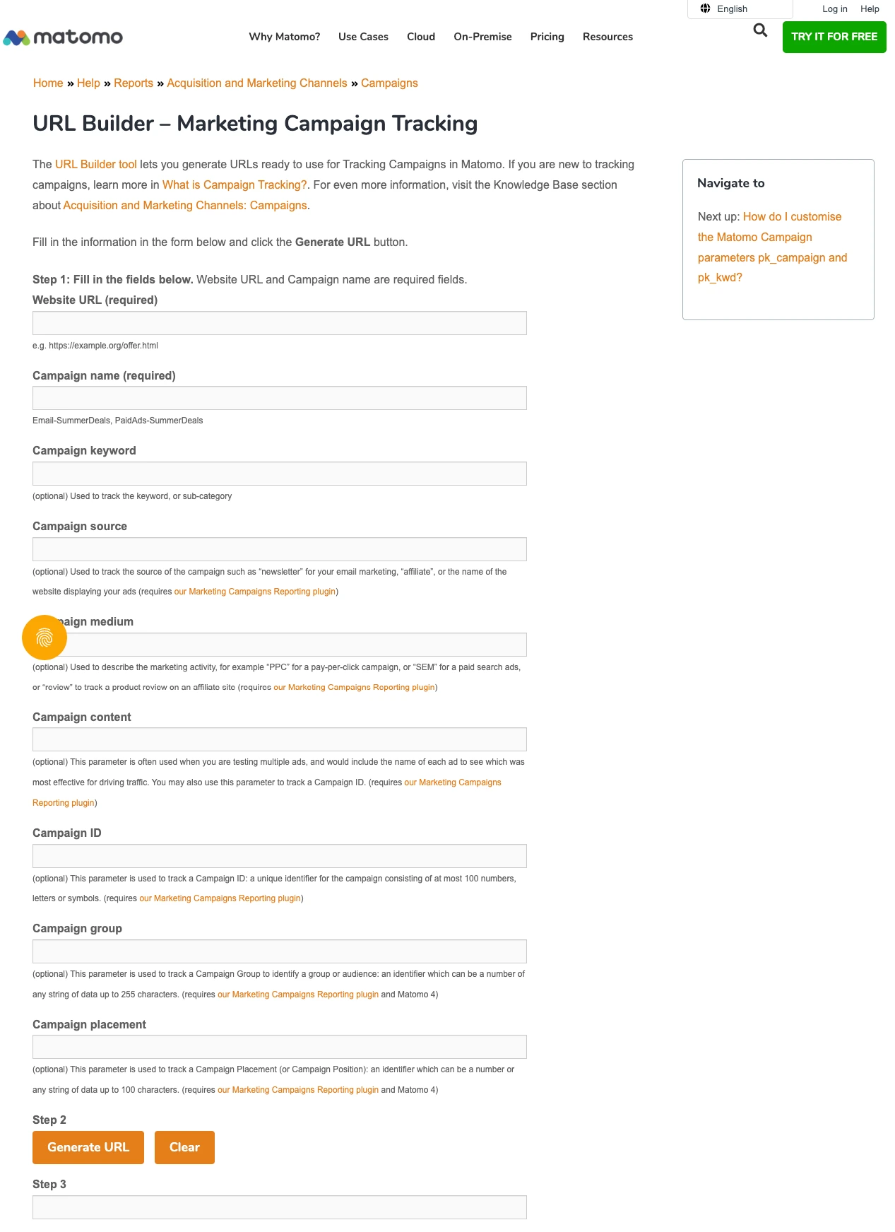 Kampanj-URL-byggare matomo.org